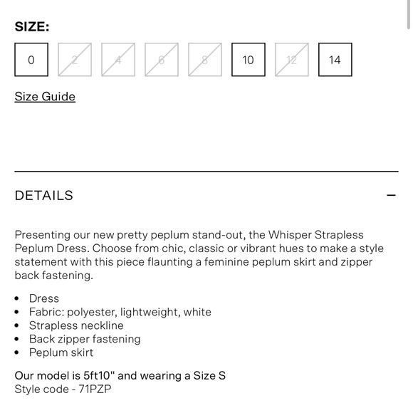 French connection, Whisper strapless peplum dress - Picture 5 of 6